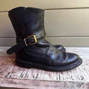 Womens Burberry black leather engineer Moto boots Italy 39